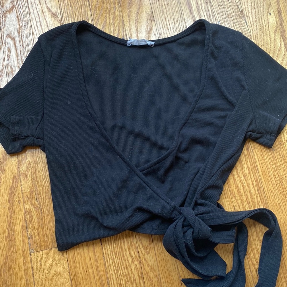 Cropped wrap shirt
